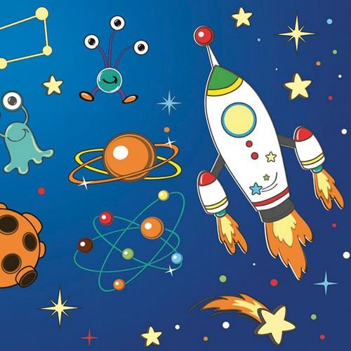 20 Servietten Space Rockets and Aliens - Aliens und Raketen im Weltall 33x33cm