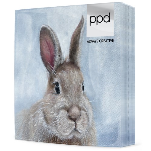 20 Servietten Niblet the Bunny - Aufmerksamer Hase 33x33cm