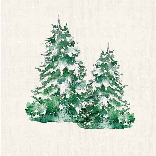 20 Servietten Fir trees - Winterbäume grün 33x33cm