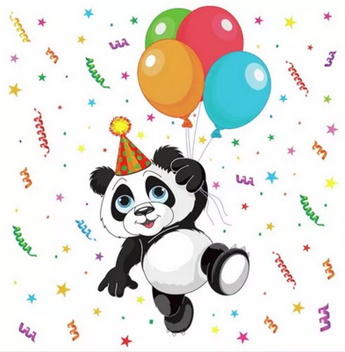 20 Servietten Funny Panda with Balloons - Panda an Ballons 33x33cm