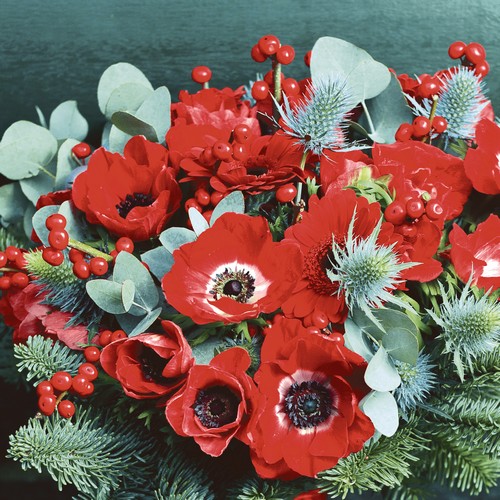 20 Servietten Poppy Anemone - Anemone im Gesteck 33x33cm