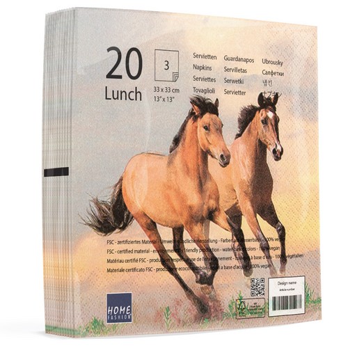 20 Servietten Wild Horses - Wilde Pferde 33x33cm