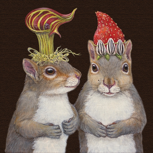 20 Servietten Sam & Kris - Künstlerische Eichhörnchen 33x33cm