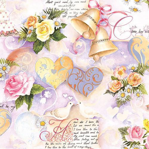 RP 20 Servietten Wedding Bells rose - Hochzeitsstimmung rose 33x33cm