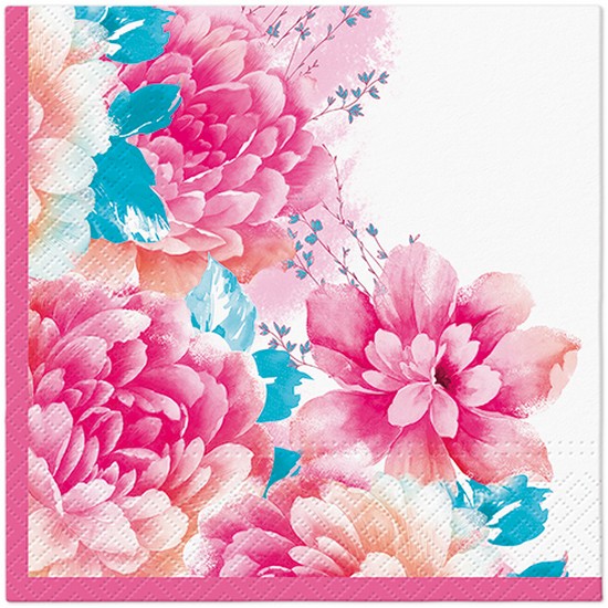 20 Stück Servietten Mit Rosenmuster | 3-lagig, 33x33 Cm | Pastellfarben Für Romantik, Valentinstag & Hochzeit