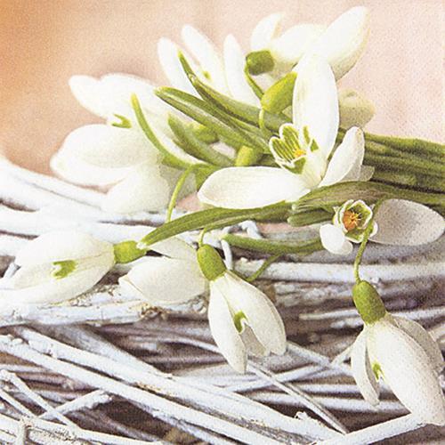 20 Servietten Snowdrops - Schneeglöckchen 33x33cm