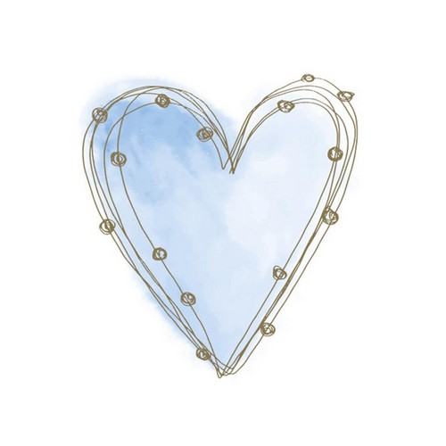 20 Servietten Pastel Blue Heart - Großes Herz blau 33x33cm