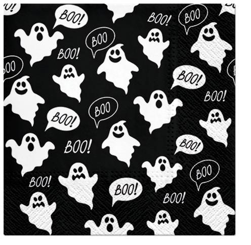 20 Servietten Boo black - Gespenster 33x33cm