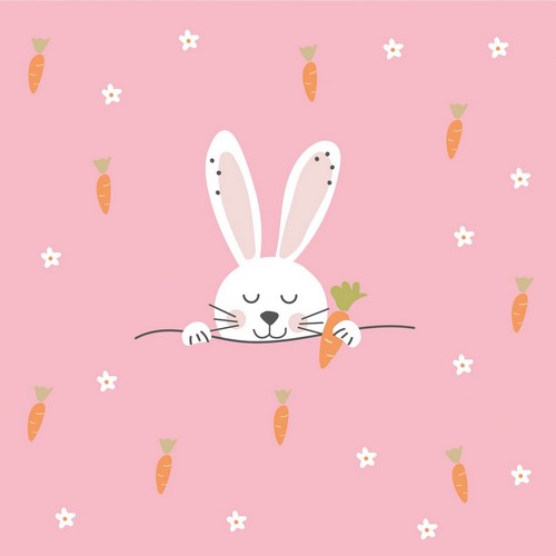 20 Servietten Easter Carrots - Hase um Karotten rosa 33x33cm