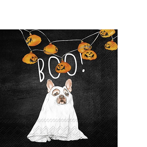 20 kleine Cocktailservietten Boo Dog black 25x25cm