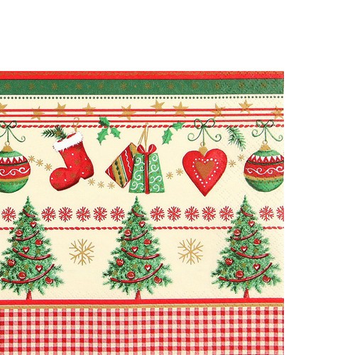 20 kleine Cocktailservietten Traditional Christmas - Weihnachten mit Tradition 25x25cm