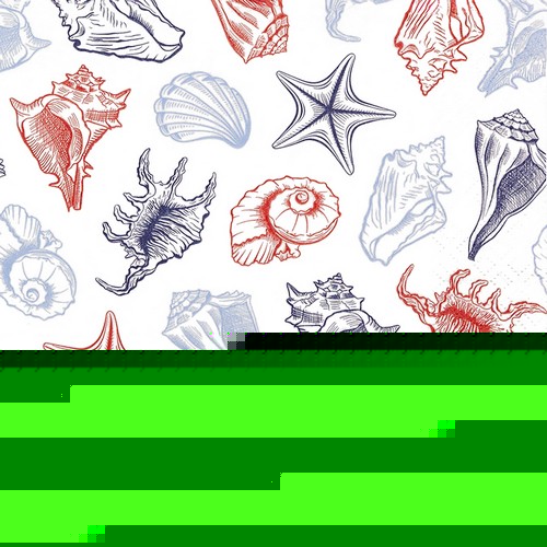 20 Servietten Seashells - Muscheln in allen Formen 33x33cm