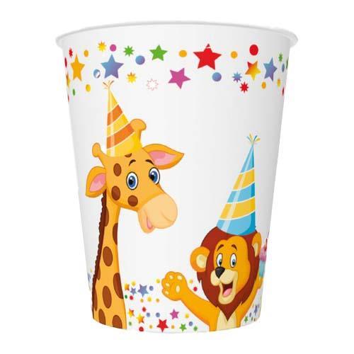 8 Pappbecher My Birthday - Tierischer Geburtstag 250ml Ø5,5-8cm, H9cm