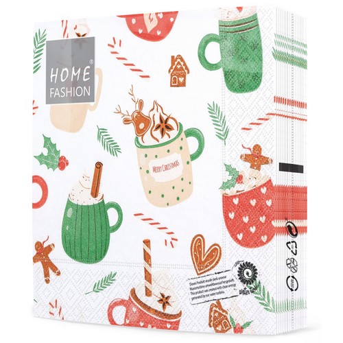 20 Servietten Sweet Cups - Süße Weihnachtstassen 33x33cm
