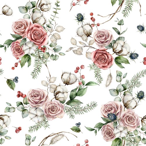 20 kleine Cocktailservietten Floral Winter Romance - Rosen an floralem Gesteck 24x24cm