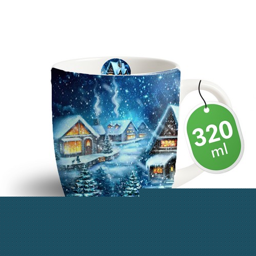 Tasse aus Porzellan Dreamy Winter Village - Märchenhaftes Winterdorf 0,32L, Höhe 10,5cm