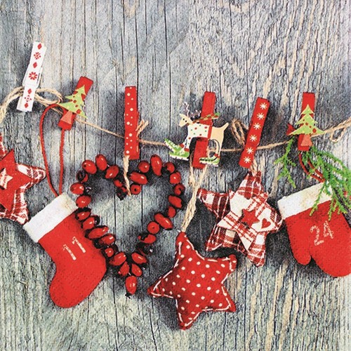 20 Servietten Xmas Garland - Girlande an Weihnachten 33x33cm