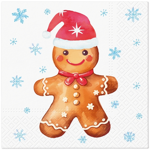 20 Servietten Ginger Christmas - Niedliche Lebkuchenfigur 33x33cm