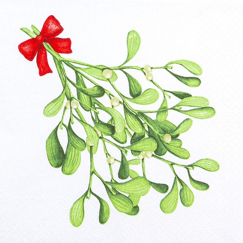 20 Servietten Mistletoe Twigs pure - Mistelzweig einfach 33x33cm
