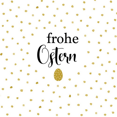 20 Servietten Ostergruß - Frohe Ostern mit goldenen Punkten 33x33cm
