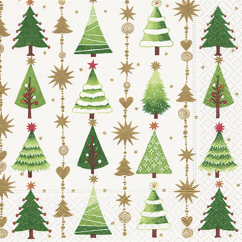 20 Servietten Fine little trees - Viele grüne Bäume 33x33cm