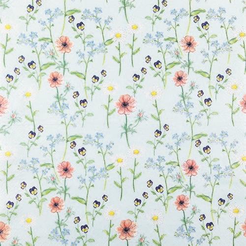 20 Servietten Little Garden - Blumengarten auf mint 33x33cm