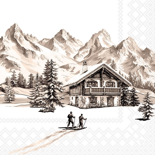 20 Servietten Ski Chalet - Nostalgische Skihütte 33x33cm