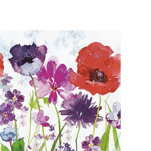 20 kleine Cocktailservietten Meadow of Flowers - Bunte Wiese an Blumen 25x25cm