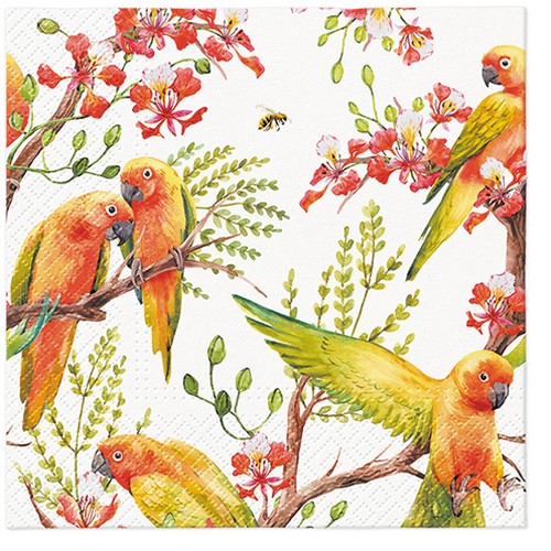 20 Servietten Exotic Birds - Exotische Vögel in der Natur 33x33cm