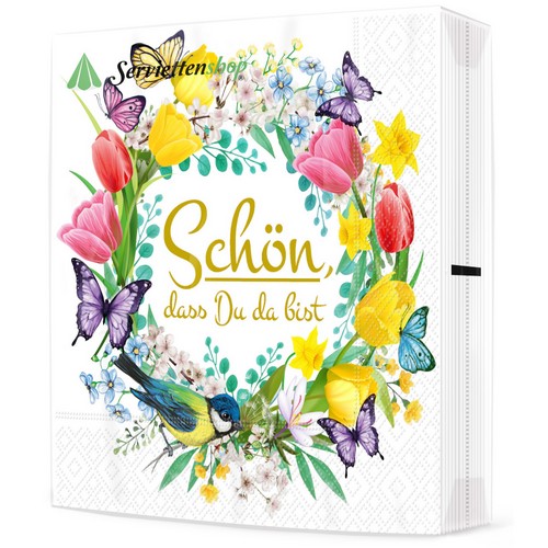 20 Servietten Schön in Spring Wreath - Schön im Frühlingskranz 33x33cm