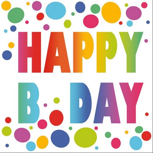 20 Servietten Happy B´Day Dots - Geburtstag mit bunten Punkten 33x33cm