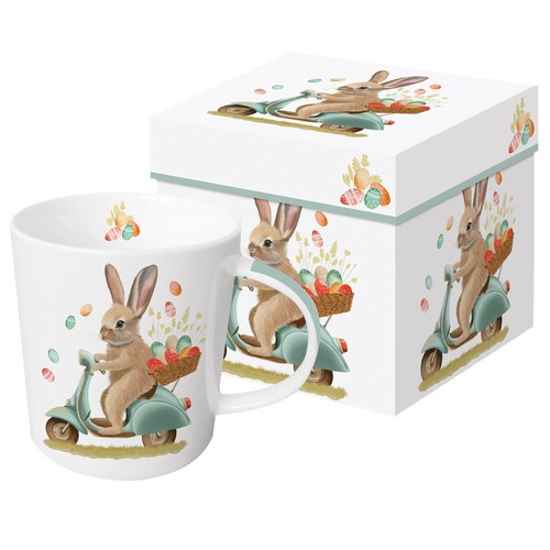 Tasse aus Porzellan Bunny Dash - Hase auf Roller 0,4L, Höhe 9,7cm