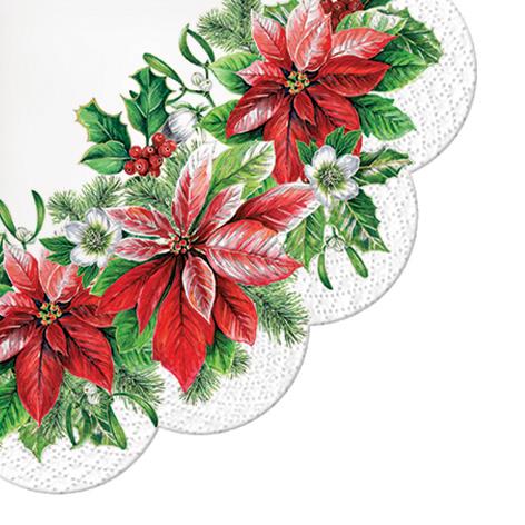 12 Servietten rund Glory Poinsettia Ø32cm