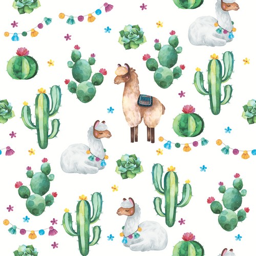 20 Servietten Lamas - Lamas an Kakteen 33x33cm