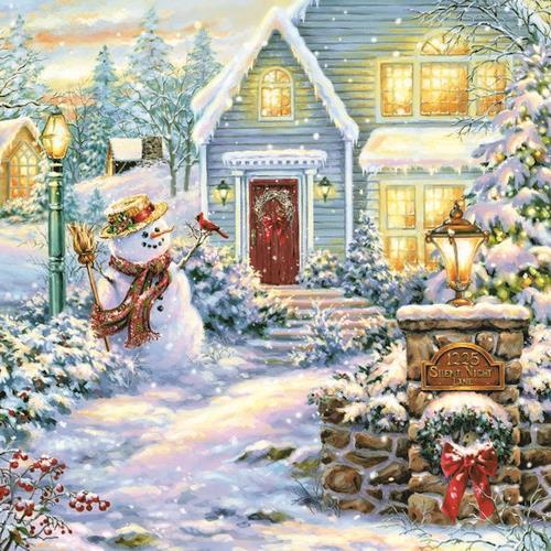 20 Servietten Christmas Evening - Abends am Winterhaus 33x33cm