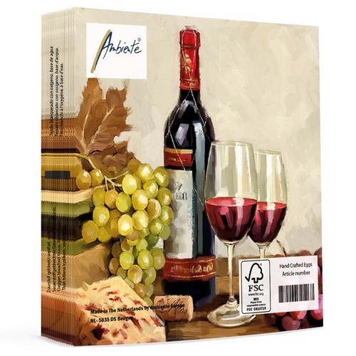 20 Servietten Wine & Grapes - Frischer Wein aus Trauben 33x33cm