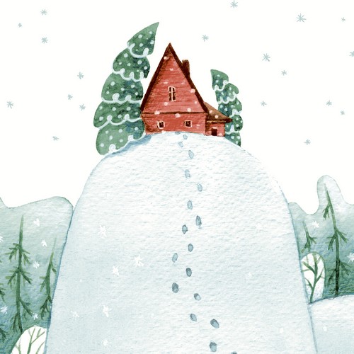 20 Servietten Up the Hill - Haus auf Hügel 33x33cm