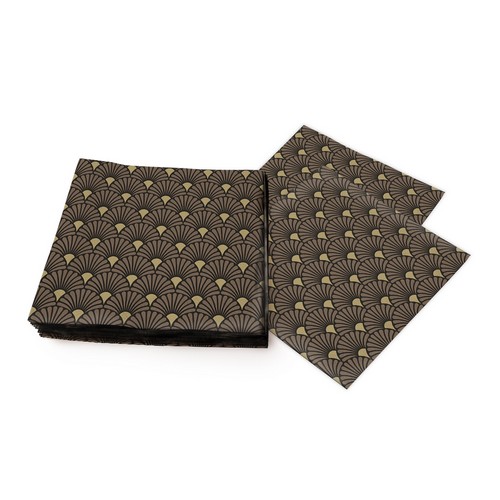 20 Servietten Art Deco black/gold - Elegante Bögen schwarz-gold 33x33cm