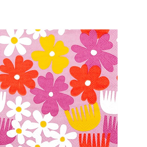 20 kleine Cocktailservietten Mademoiselle - Moderne Blütenwelt rosa 25x25cm