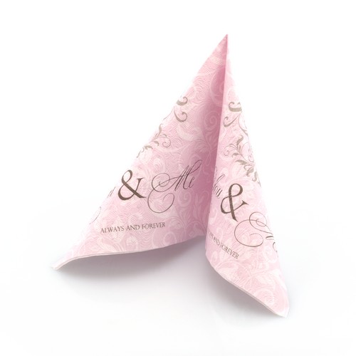 16 Servietten geprägt You and Me rose 33x33cm