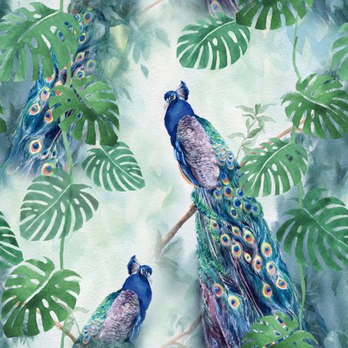 20 Servietten Peacock Paradise - Pfau im Paradies 33x33cm