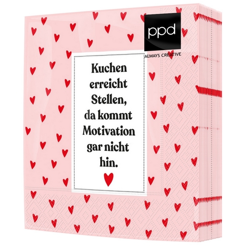 20 Servietten Kuchen Motivation - Kuchen stärker als Motivation 33x33cm