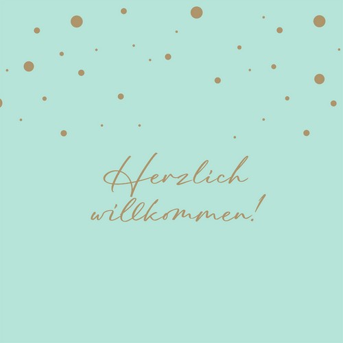 20 Servietten Herzlich Willkommen - Willkommen mit Punkte 33x33cm