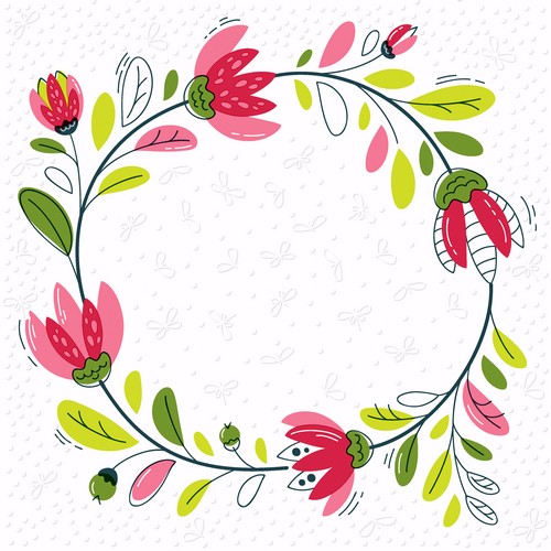 16 Servietten geprägt Moments Spring Wreath - Kranz mit bunten Blumen 33x33cm