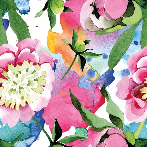 20 Servietten Vivid Summer - Gemalte Blumenwelt 33x33cm