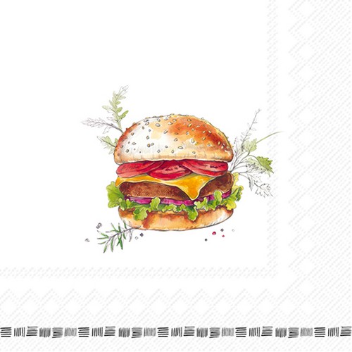 20 Servietten Homemade Burger - Leckerer Burger  33x33cm