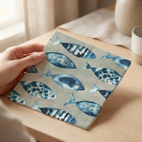 20 Servietten High tide fish - Fische auf Betonfarbe 33x33cm