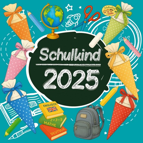 20 Servietten Schulkind 2025 - Einschulung türkis 2025 33x33cm