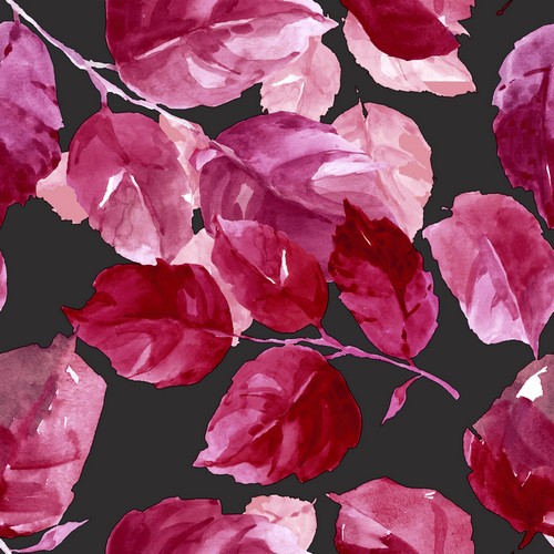 20 Servietten Maroon Leaves - Rote Blätter auf schwarz 33x33cm