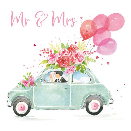 20 Servietten Congratulation - Brautpaar im Hochzeitsauto 33x33cm